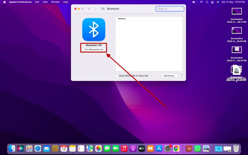 Enable Bluetooth on MacBook to pair AirPods