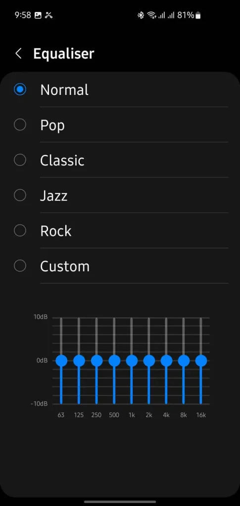 Equalizer presets on Android phone - How to make Airpods louder on Android