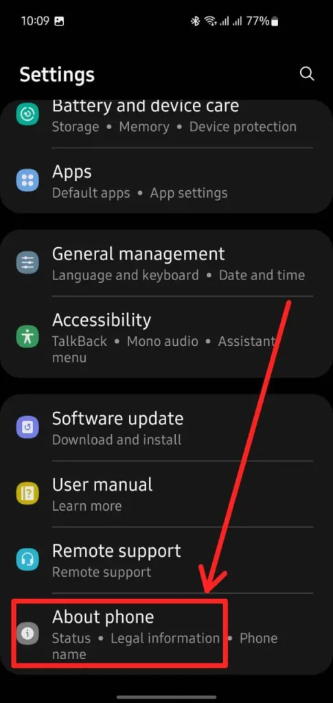 Settings menu showing About Phone option